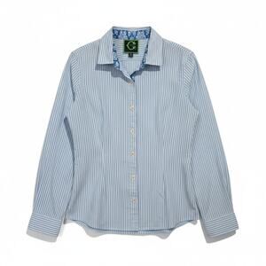 C. Wonder Blue and White Striped Long Sleeve Button Down Shirt Size Small